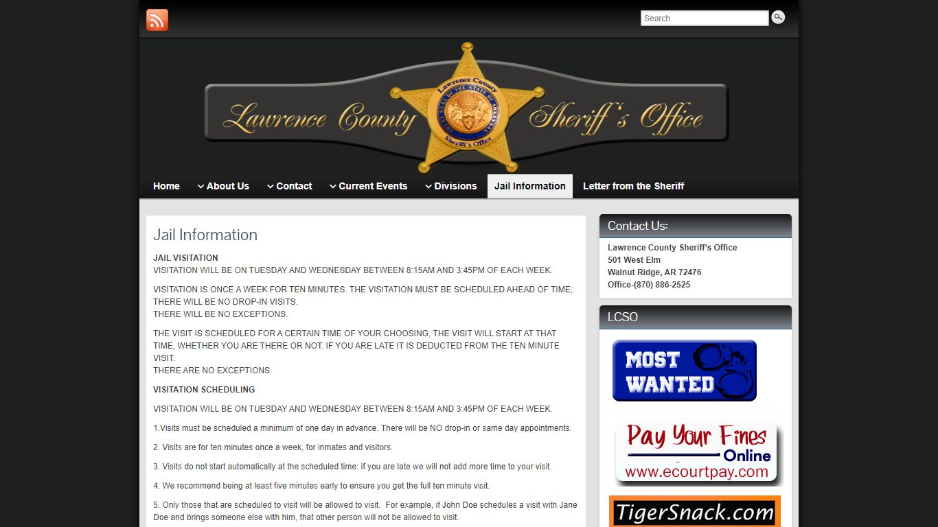 Jail Information » Lawrence County Sheriff's Office